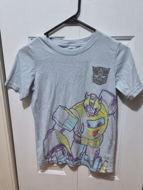 Hasbro Light Blue Kids Bumblebee Outline Graphic Tee